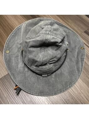 Columbia Men's Bucket Hat Wide Brim Gray Button Snap Sides Drawstring